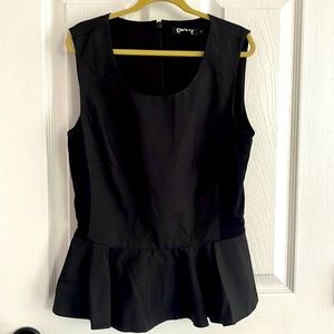 DKNY women’s black sleeveless peplum blouse size 4, back zipper